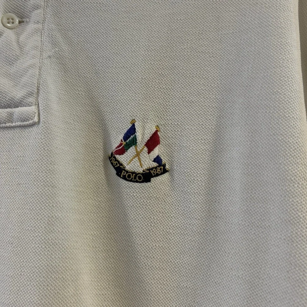 VINTAGE Ralph Lauren Polo Golf‎ Shirt Mens Large White Club Shield 90s